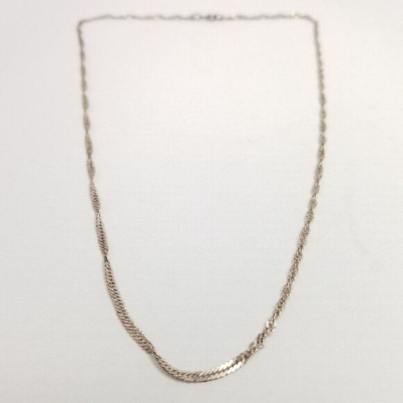 Vintage Sterling Silver Singapore Style Chain Necklace, Nice Length, Unisex - Picture 1 of 8